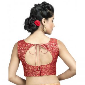 Maroon Dupion Silk Embroidered Stitched Blouse