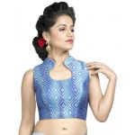 Blue Printed Jute Readymade Blouse