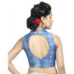 Blue Printed Jute Readymade Blouse