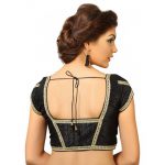 Black Lace Work Dupion Silk Readymade Blouse