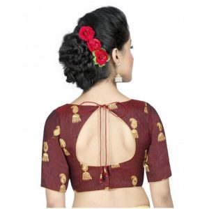 Jhumka Printed Maroon Silk Designer Blouse