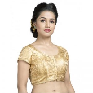 Gold Zari Embroidery Work Brocade Readymade Blouse