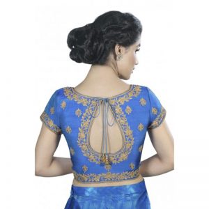 Embroidered Padded Blouse With Zipper Opening