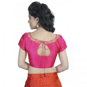 Pink Zari Embroidery Silk Readymade Blouse