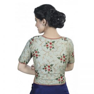 Embroidered Front Open Long Blouse - Green Color