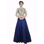 Embroidered Front Open Long Blouse - Green Color