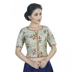 Embroidered Front Open Long Blouse - Green Color