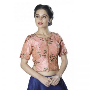 Embroidered Front Open Long Blouse - Pink Color