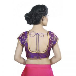 Brinjal Embroidery Silk Readymade Blouse