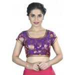 Brinjal Embroidery Silk Readymade Blouse