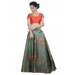 Red Embroidery Brocade Readymade Blouse