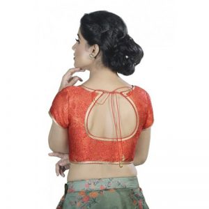 Red Embroidery Brocade Readymade Blouse