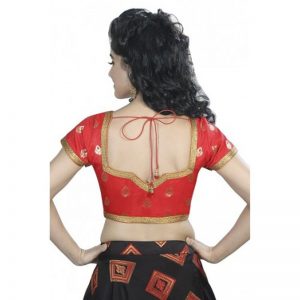 Red Embroidery Silk Readymade Blouse
