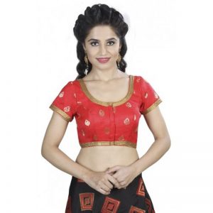 Red Embroidery Silk Readymade Blouse