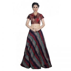 Maroon Embroidery Silk Readymade Blouse