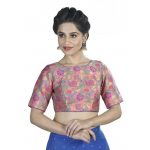 Pink Embellished Brocade Readymade Blouse