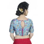 Blue Embellished Brocade Readymade Blouse