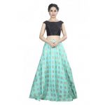 Black Printed Dupion Silk Readymade Blouse