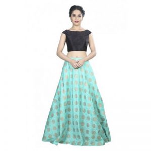 Black Printed Dupion Silk Readymade Blouse