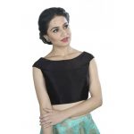 Black Printed Dupion Silk Readymade Blouse