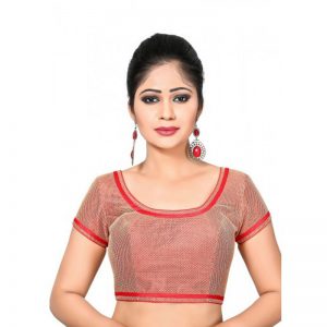 Red Embroidery Dupion Silk Readymade Blouse