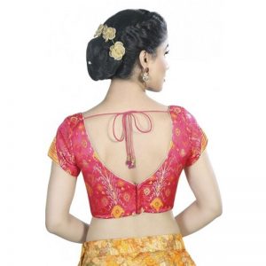 Pink Embroidery Brocade Readymade Blouse