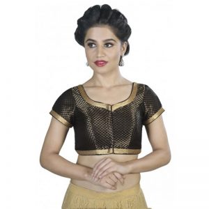 Black Embroidered Brocade Readymade Blouse