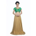 Green Embroidered Brocade Readymade Blouse