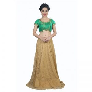 Green Embroidered Brocade Readymade Blouse