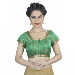 Green Embroidered Brocade Readymade Blouse