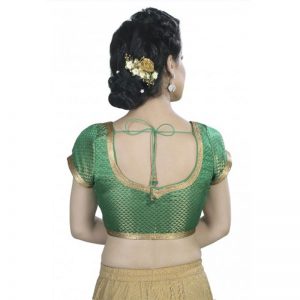 Green Embroidered Brocade Readymade Blouse