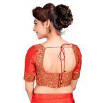 Red Embroidery & Thread Work Brocade Readymade Blouse
