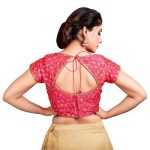 Pink Embroidery & Thread Work Silk Readymade Blouse