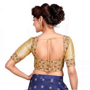 Gold Embroidery & Thread Work Brocade Readymade Blouse