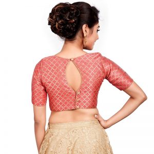 Pink Embroidery & Thread Work Brocade Readymade Blouse