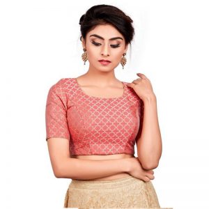 Pink Embroidery & Thread Work Brocade Readymade Blouse