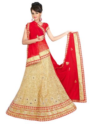 Latest Net Cream Lehenga Choli