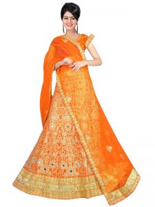 Latest Net Orange Lehenga Choli