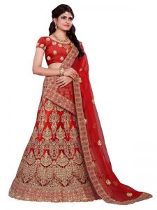 Buy Red Net Embroidered Lehenga Choli