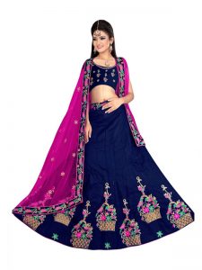 Latest 9000 Silk Navy Blue Lehenga Choli