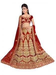 Latest Net Maroon Heavy Lehenga Choli