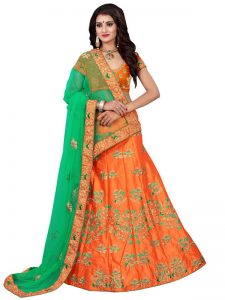 Latest Silk Orange Heavy Lehenga Choli