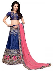 Buy Silk Blue Heavy Lehenga Choli