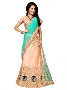 Buy Silk Peach Heavy Lehenga Choli