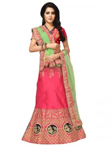 Buy Silk Pink Heavy Lehenga Choli