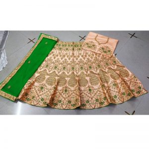 Latest Silk Peach Heavy Lehenga Choli