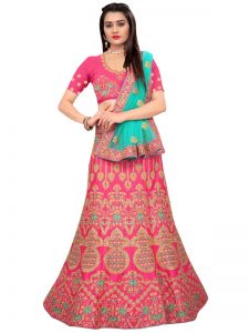 Latest Silk Pink Heavy Lehenga Choli