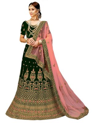 Latest Velvet Green Heavy Lehenga Choli