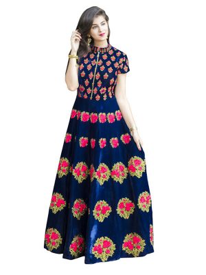 Buy Banglori Silk Blue Replica Gown