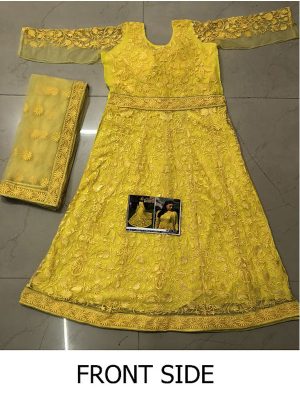 Alia Bhatt Nylon Mono Net Yellow Replica Gown